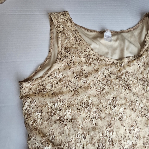 Designs Today's Women Elegant Lace Beige/Gold Dress/Jacket Size XL - Picture 8 of 16